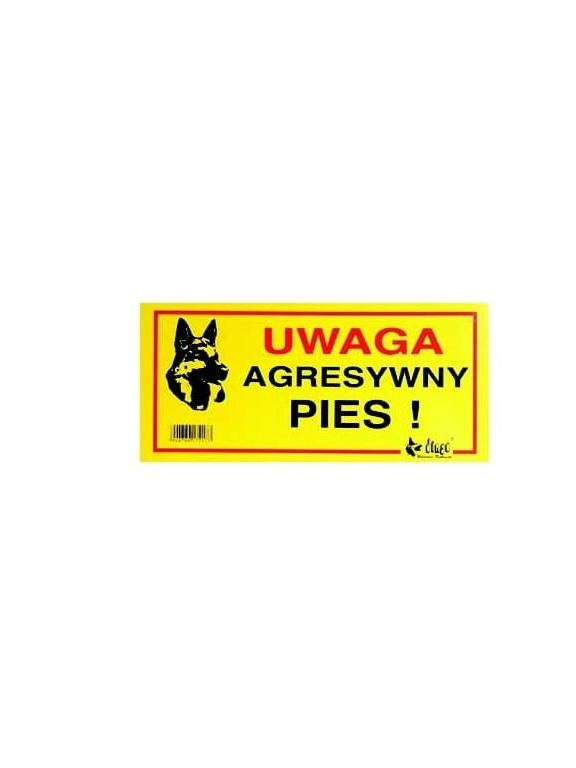 DINGO tabliczka ostrzegawcza "UWAGA AGRESYWNY PIES"