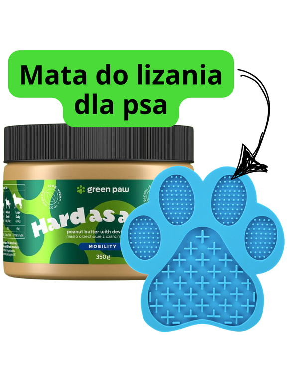 Green Paw Hard as a Nut 350g - Masło orzechowe z czarcim pazurem dla psów (Human Grade) + Mata do lizania dla psa