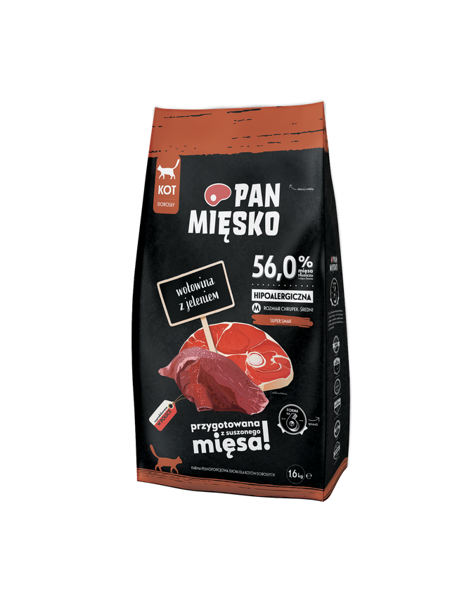 PAN MIĘSKO Wołowina z jeleniem M 1,6kg dla kota
