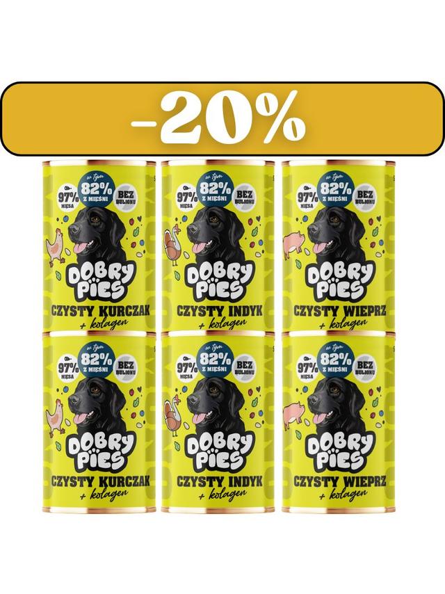 Dobry Pies Mono Kurczak/Indyk/Wieprz z kolagenem 6x400g
