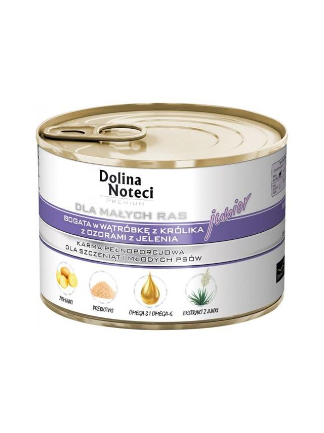 Dolina Noteci PREMIUM dla psów małych ras JUNIOR bogata w wątróbkę z królika z ozorami z jelenia 185 g