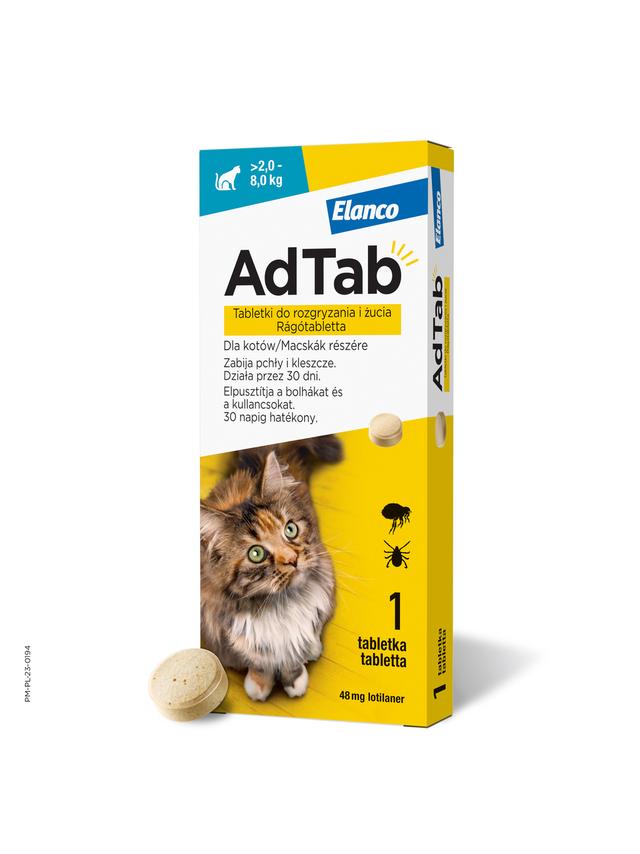 ELANCO AdTab 48mg tabletka na pchły i kleszcze dla kotów >2-8 kg