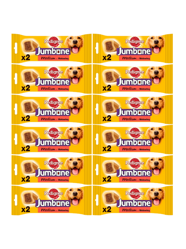 PEDIGREE® Jumbone™ 12x180g – przysmak dla dorosłych psów, o smaku wołowiny i drobiu