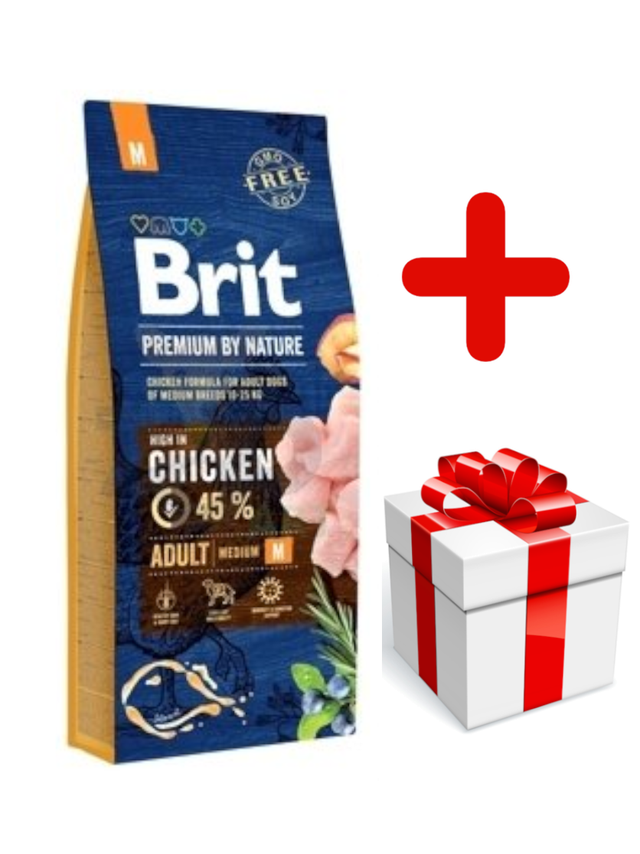 BRIT Premium By Nature Adult M 15kg + niespodzianka dla psa GRATIS!