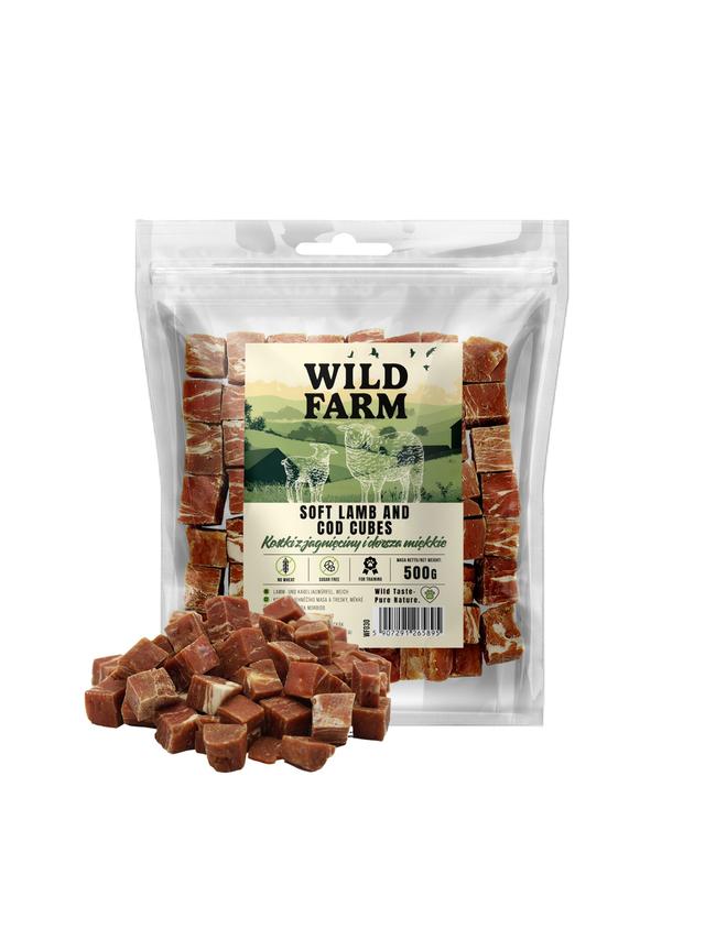 WILD FARM kostki z jagnięciny i dorsza miękkie 500g przysmak dla psa