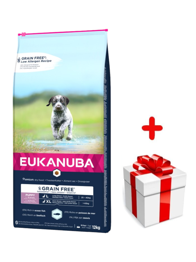 EUKANUBA Puppy&Junior Large Breeds Grain Free 12kg + niespodzianka dla psa GRATIS!