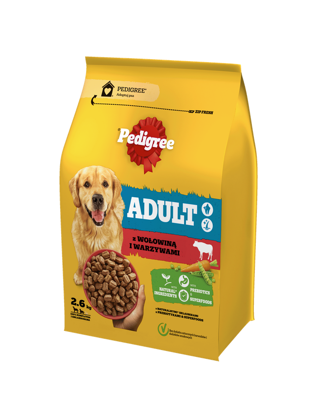 PEDIGREE® Adult 2,6 kg z wołowiną i warzywami - sucha karma pełnoporcjowa dla dorosłych psów dużych i średnich ras/Opakowanie uszkodzone (8329)!!!