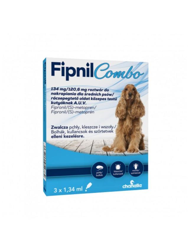 Fipnil Combo M Roztwór do nakrapiania dla średnich psów (10-20 kg) 3 pipety