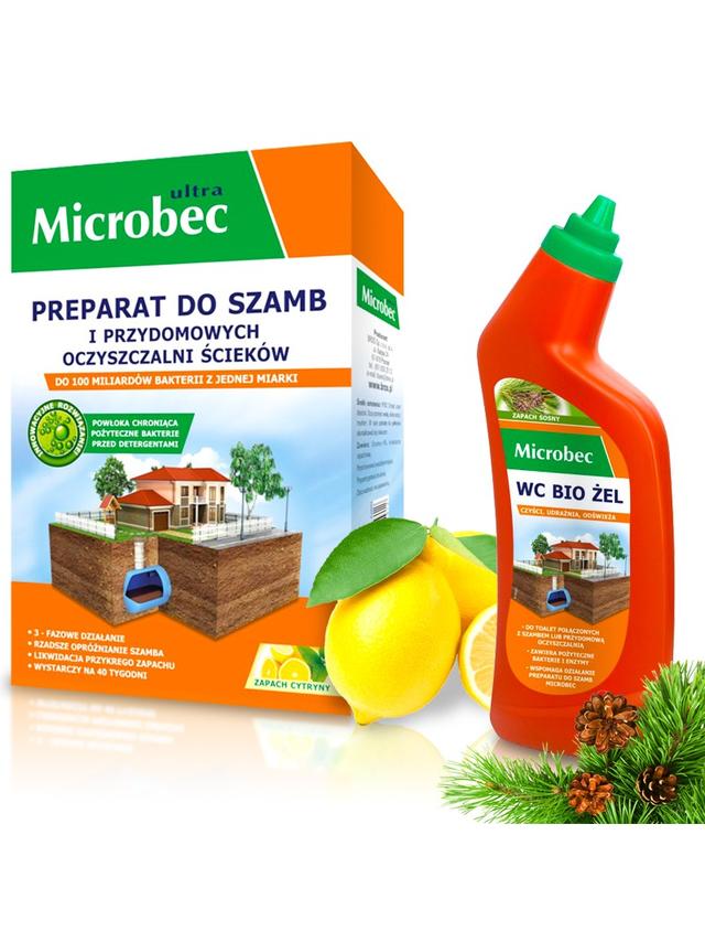 BROS MICROBEC 1,2 KG ULTRA CYTRYNA + BROS Microbec WC Bio Żel 750 ml