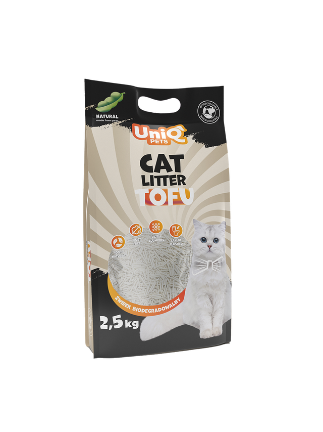 UNIQ PETS ŻWIREK DLA KOTÓW TOFU biodegradowalny 2,5kg naturalny