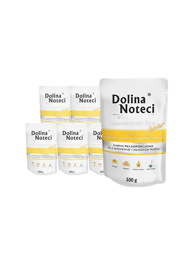 Dolina Noteci PREMIUM dla psów małych ras JUNIOR bogata w żołądki z kurczaka z wątróbką cielęcą saszetka 10x100g