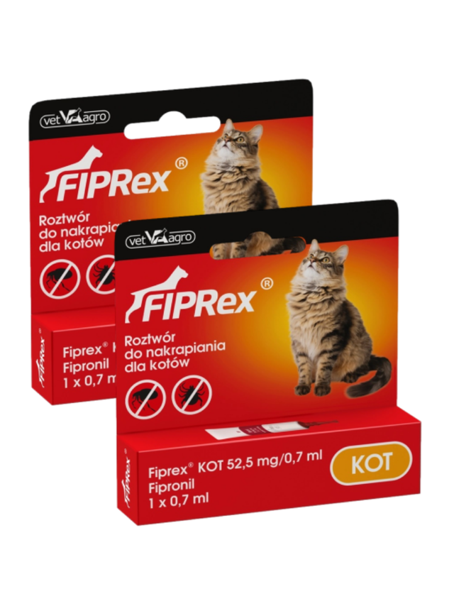 Fiprex KOT, 52,5 mg/0,7 ml, roztwór do nakrapiania dla kotów (2szt)