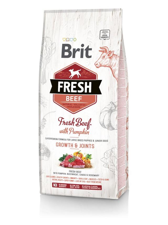 Brit Fresh Beef & Pumpkin Puppy Large Growth & Joints 12kg opakowanie uszkodzone (9209,9252,9375)