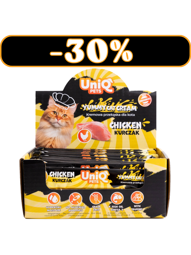 UNIQ PETS PURRCREAM pyszny sosik dla kota z kurczakiem 50x15g