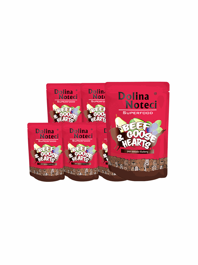 DOLINA NOTECI  SUPERFOOD wołowina z sercami z gęsi 10x300g - karma mokra dla psa