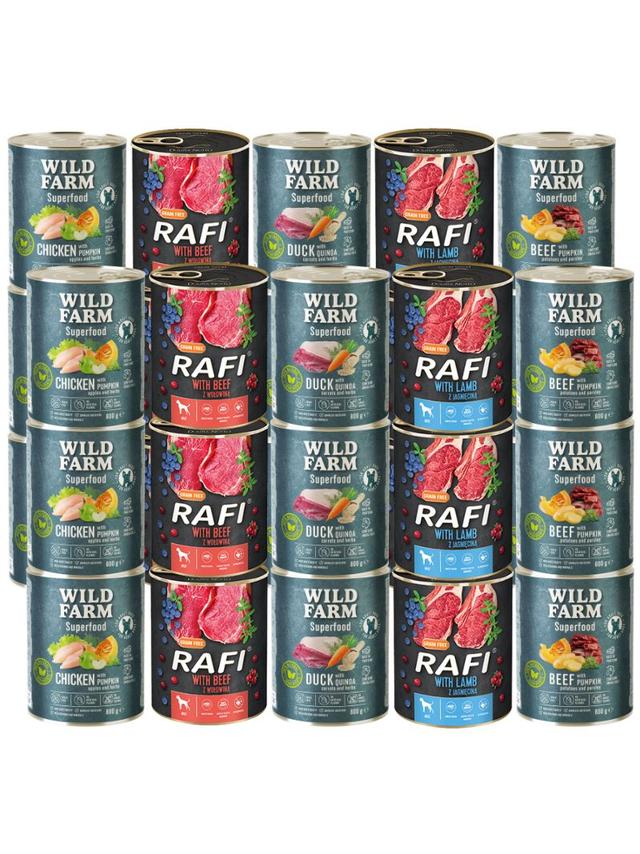 DOLINA NOTECI Rafi + WILD FARM Superfood Mix smaków 30x800g