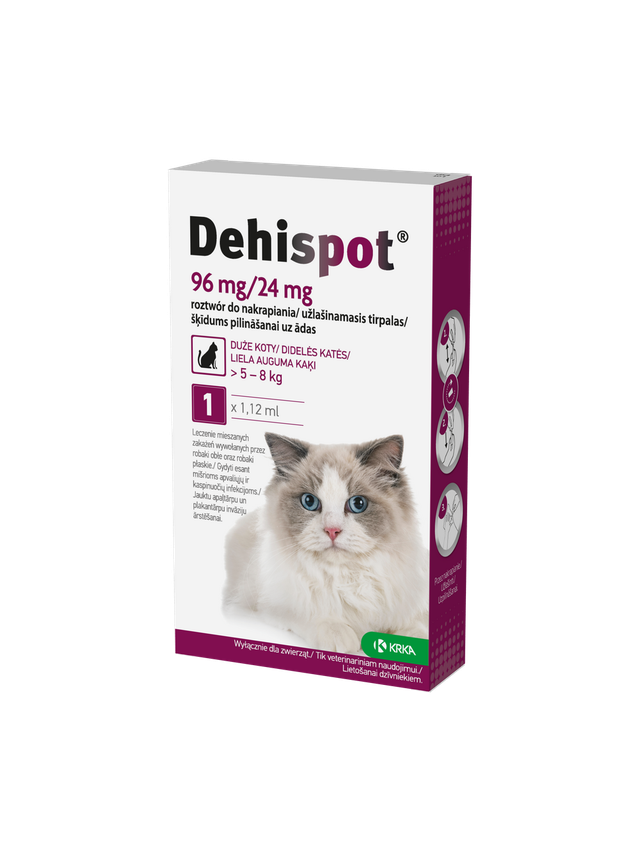 KRKA Dehispot 96 mg/24 mg roztwór do nakrapiania dla dużych kotów