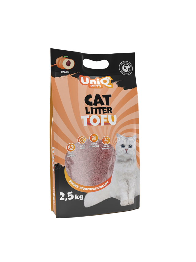UNIQ PETS ŻWIREK DLA KOTÓW TOFU biodegradowalny 2,5kg brzoskwinia