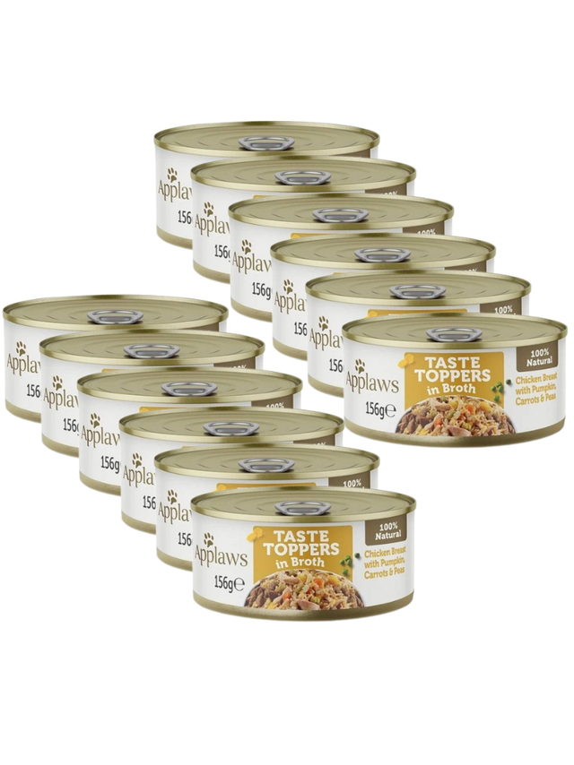 Applaws Taste Toppers Naturalna Mokra Karma dla Psów Kurczak Z Dynią Marchewką I Groszkiem W Bulionie 12x156g Puszka