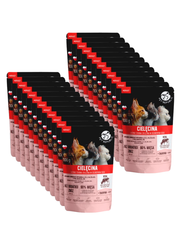PetRepublic drobno siekane kawałki w delikatnym sosie cielęcina 24x100g dla kota