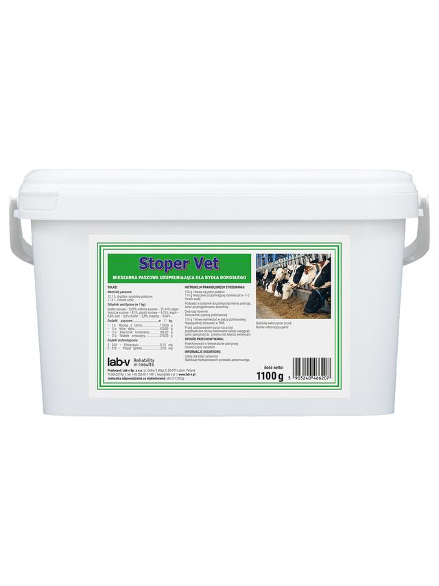 Lab-v Stoper Vet - Mieszanka Paszowa Uzupełniająca Na Ustabilizowanie Funkcjonowania Przewodu Pokarmowego Dla Bydła Dorosłego 1,1kg