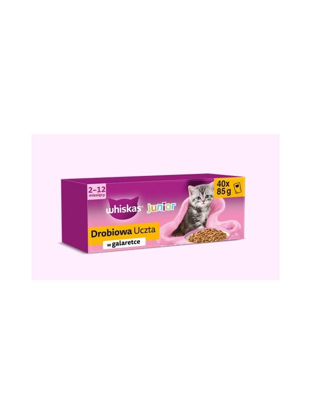 WHISKAS Junior Drobiowa uczta w galaretce - mokra karma dla kota - 40x85 g