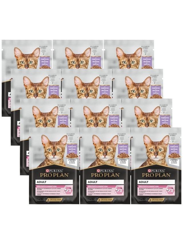PRO PLAN Nutrisavour Delicate Karma dla kotów delikatne kawałki z indykiem w sosie 12x85g