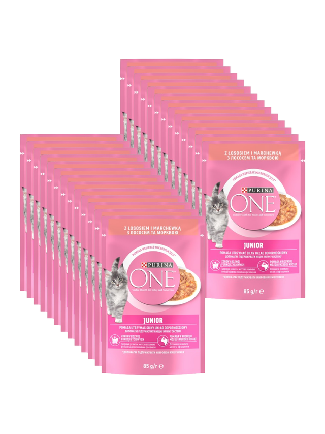 Purina One Junior Karma dla kociąt z łososiem i marchewką 26x85g