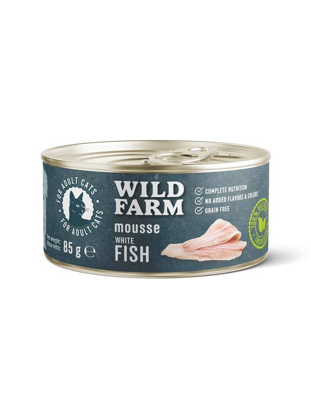 WILD FARM Mousse White Fish 85g - bezzbożowy mus dla kota