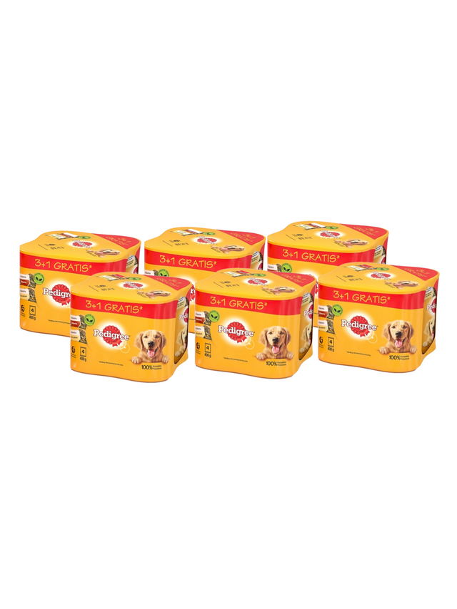 PEDIGREE Adult  3+1 PUSZKA 24X400G - mokra karma dla psów w galaretce (12x Z KURCZAKIEM, 12x Z WOŁOWINĄ)