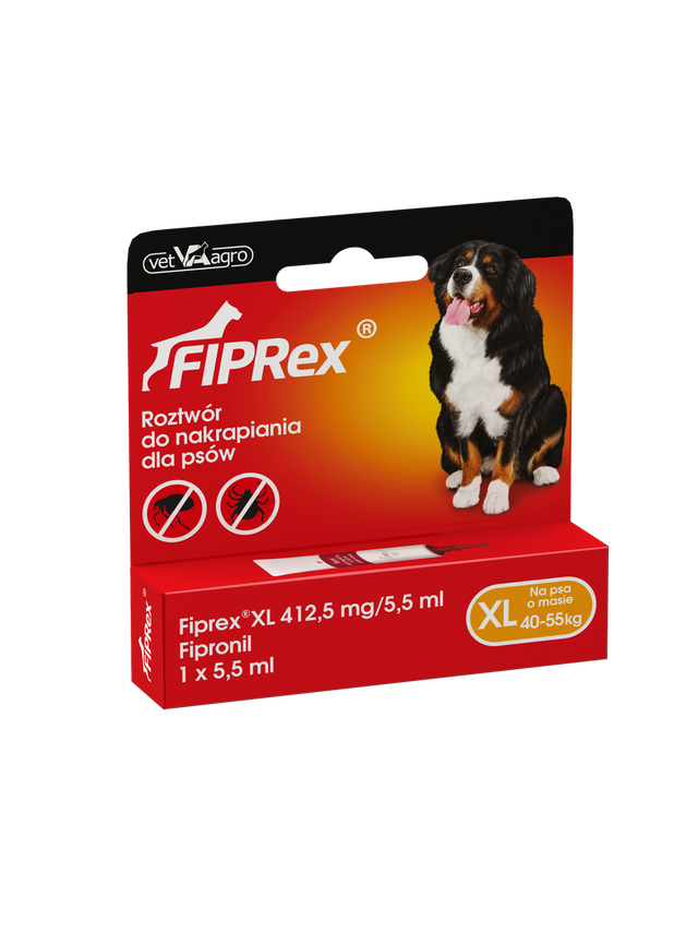 Fiprex XL, 412,5 mg/5,5 ml, roztwór do nakrapiania dla psów