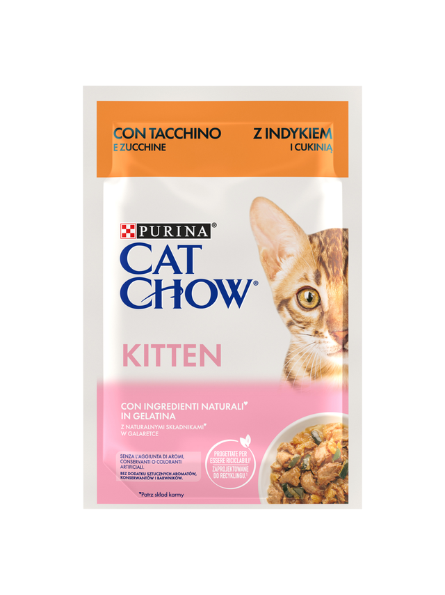 CAT CHOW Kitten Karma dla kociąt z indykiem i cukinią w galaretce 85g