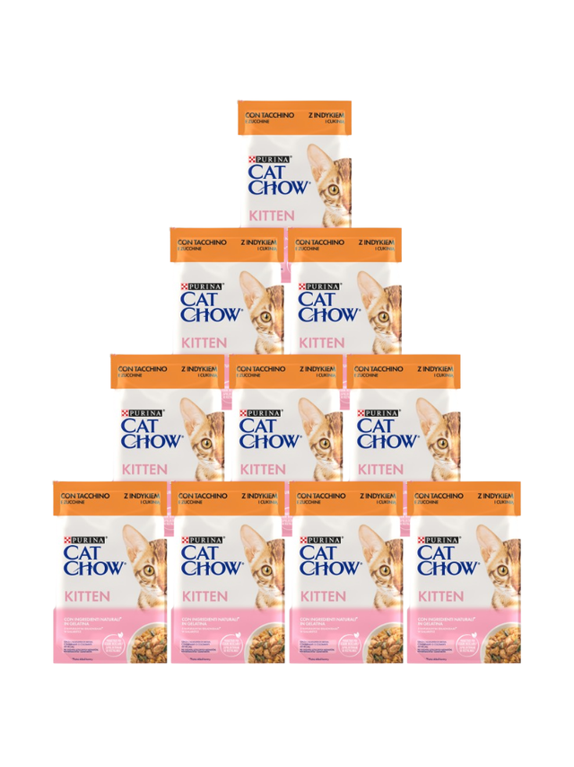 CAT CHOW Kitten Karma dla kociąt z indykiem i cukinią w galaretce 10x85g