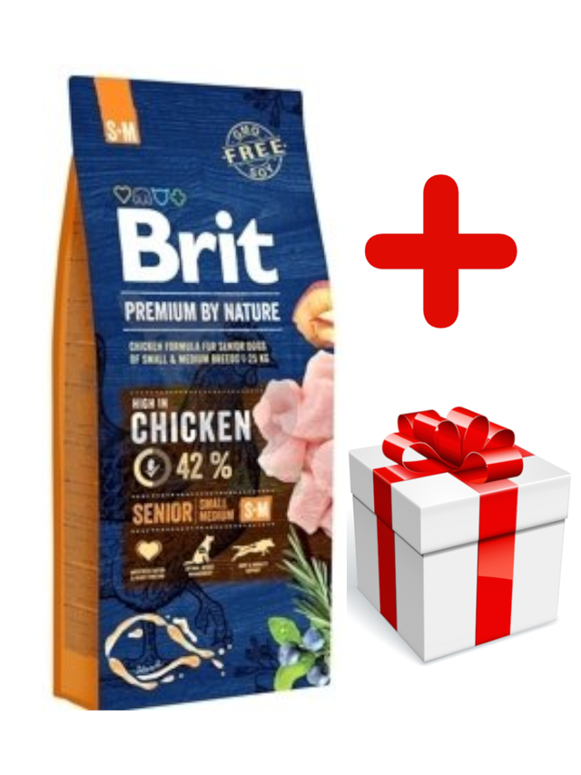 BRIT Premium By Nature Senior S+M 15kg + niespodzianka dla psa GRATIS!