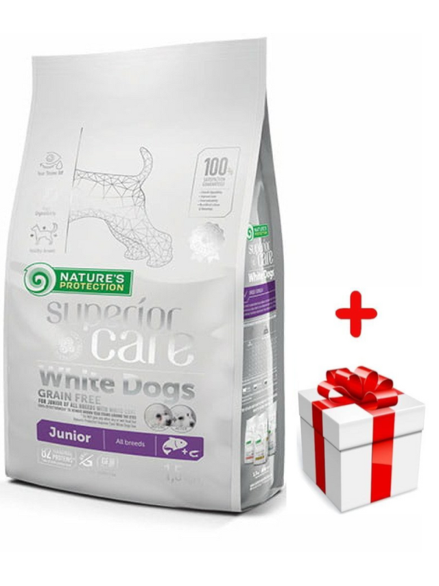 NATURES PROTECTION Superior Care Grain Free White Dog Junior All Breeds 1,5kg + niespodzianka dla psa GRATIS!