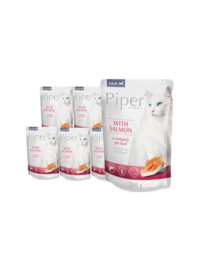 DOLINA NOTECI Piper dla kota z łososiem 10x100g (saszetka)