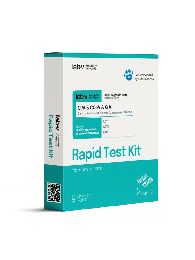 Lab-v Antygen CPV & CCV & GIA – Szybki test diagnostyczny dla psów 2 szt.