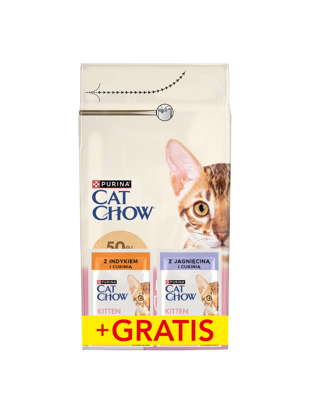 PURINA Cat Chow Kitten Karma bogata w kurczaka 1,5kg + 2 saszetki GRATIS