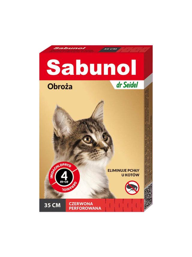 Sabunol czerwona obroża przeciw pchłom  dla kota 35 cm