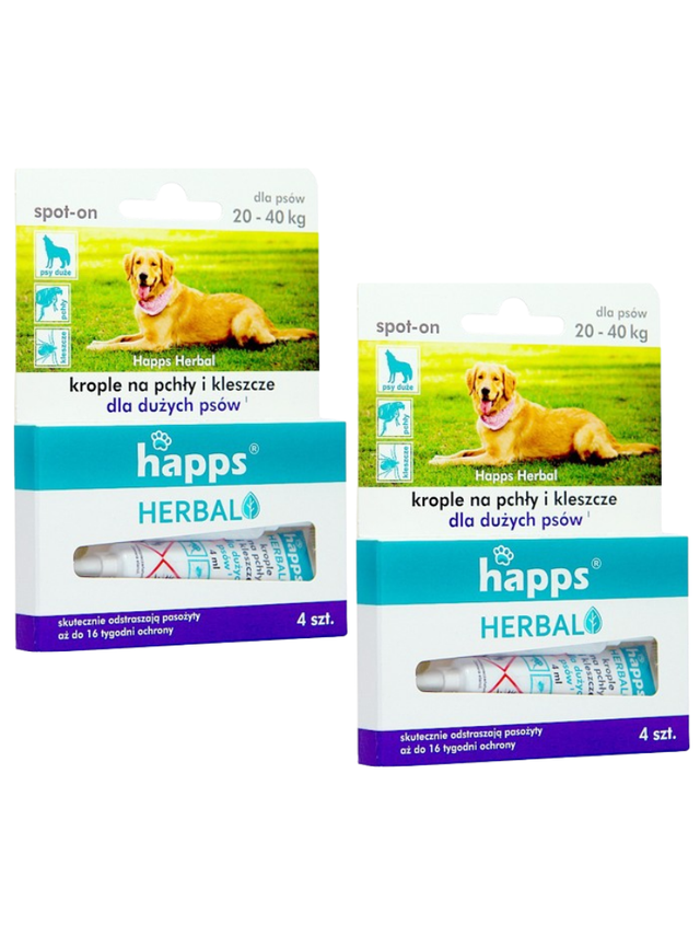HAPPS Herbal - krople na pchły i kleszcze dla dużych psów  20-40kg (2opakowania)