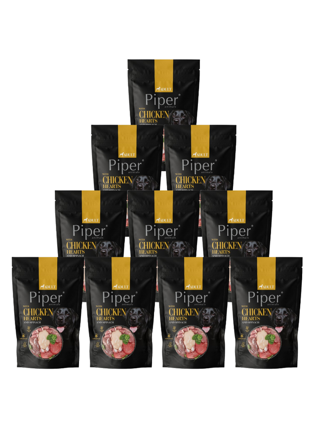 DOLINA NOTECI Piper dla psa z sercami kurczaka i szpinakiem 10x500g