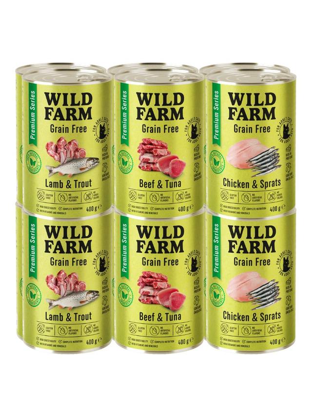 WILD FARM Premium Grain Free Mix smaków 12x400g - bezzbożowa karma dla kota