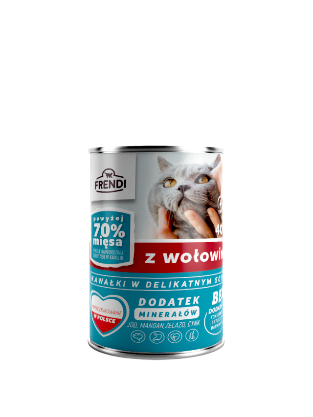 Frendi kawałki w delikatnym sosie z wołowiną 400g dla kota