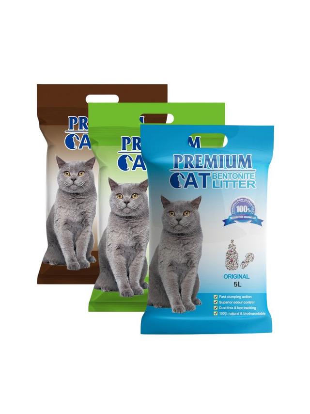 Premium Cat Żwirek Bentonitowy Zbrylający - Mix 3x5L