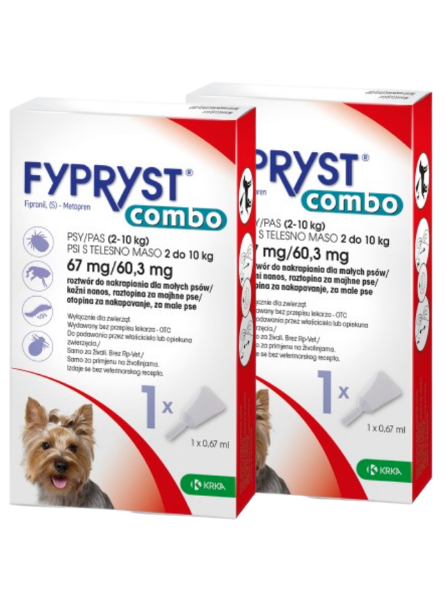 KRKA Fypryst Combo krople na pchły i kleszcze dla psa 2-10 kg 67 mg/0,67ml 2 szt.