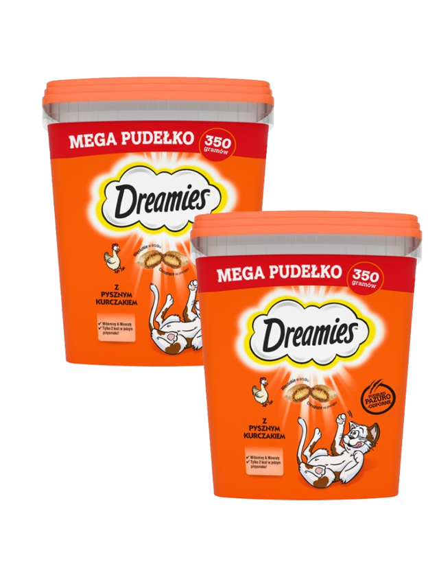 DREAMIES  Mega Pudełko 2x350 g – karma uzupełniająca dla dorosłych kotów, z pysznym kurczakiem