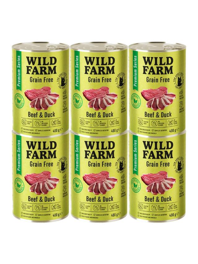 WILD FARM Premium Grain Free Beef and Duck 6x400g  - bezzbożowa karma dla kota