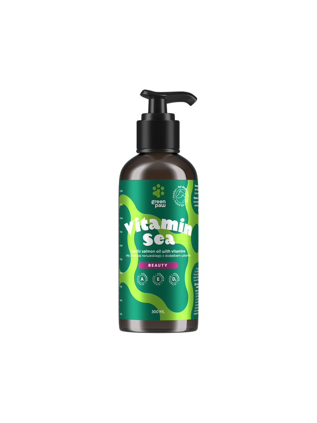 Green Paw Vitamin Sea 300ml - Olej z łososia norweskiego wzbogacony kompleksem witamin A,D i E