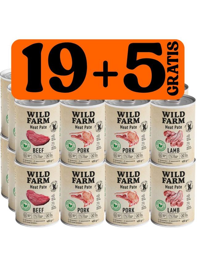 WILD FARM Pate Mix smaków 19x400g + 5x400g GRATIS