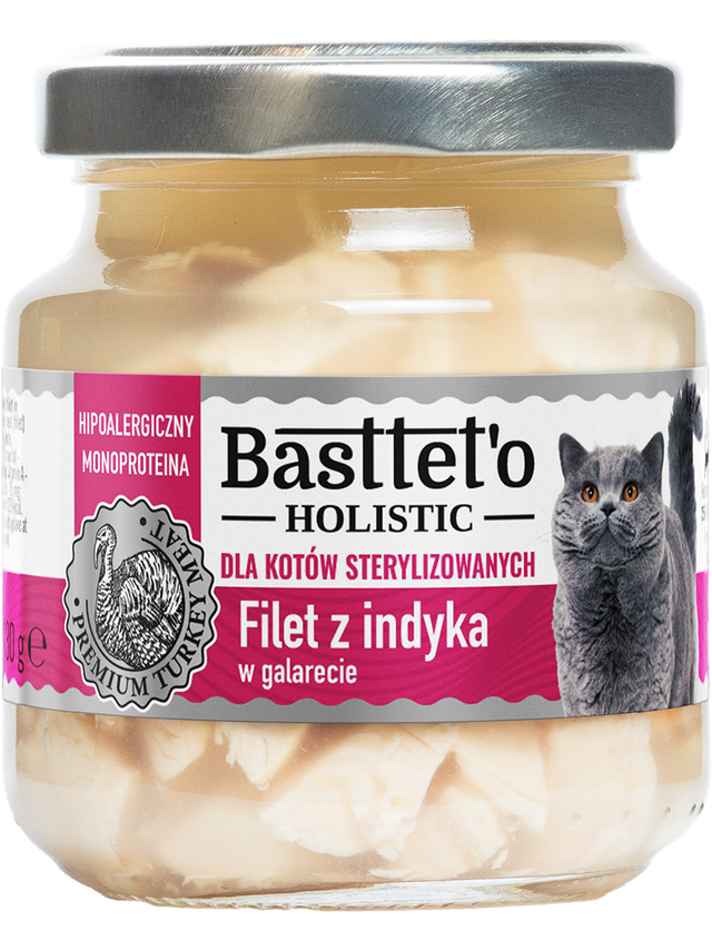 Basttet'o Holistic filet z indyka w galarecie dla kotów sterylizowanych 130g